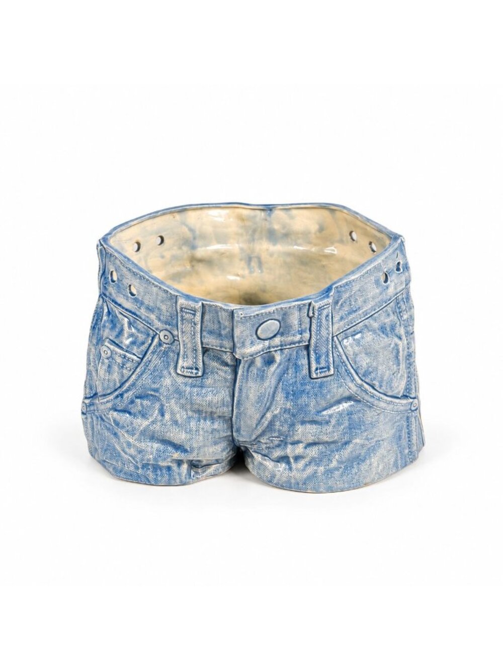Flower Planter Ceramic Blue Jean Handcrafted Denim Blue Floral Pot Handmade Indo